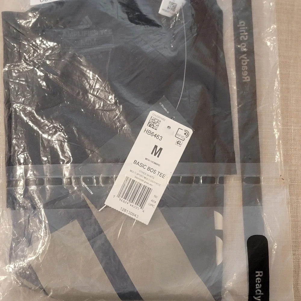 Adidas Men's Badge of Sport Logo T-Shirt Black Orbit Green Cotton Shirt Size M‎